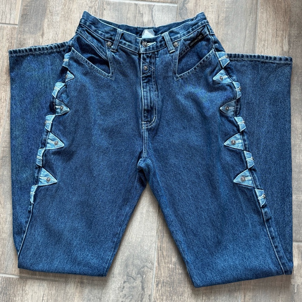 Vintage Western Ethics two tone studded high waisted  jeans
